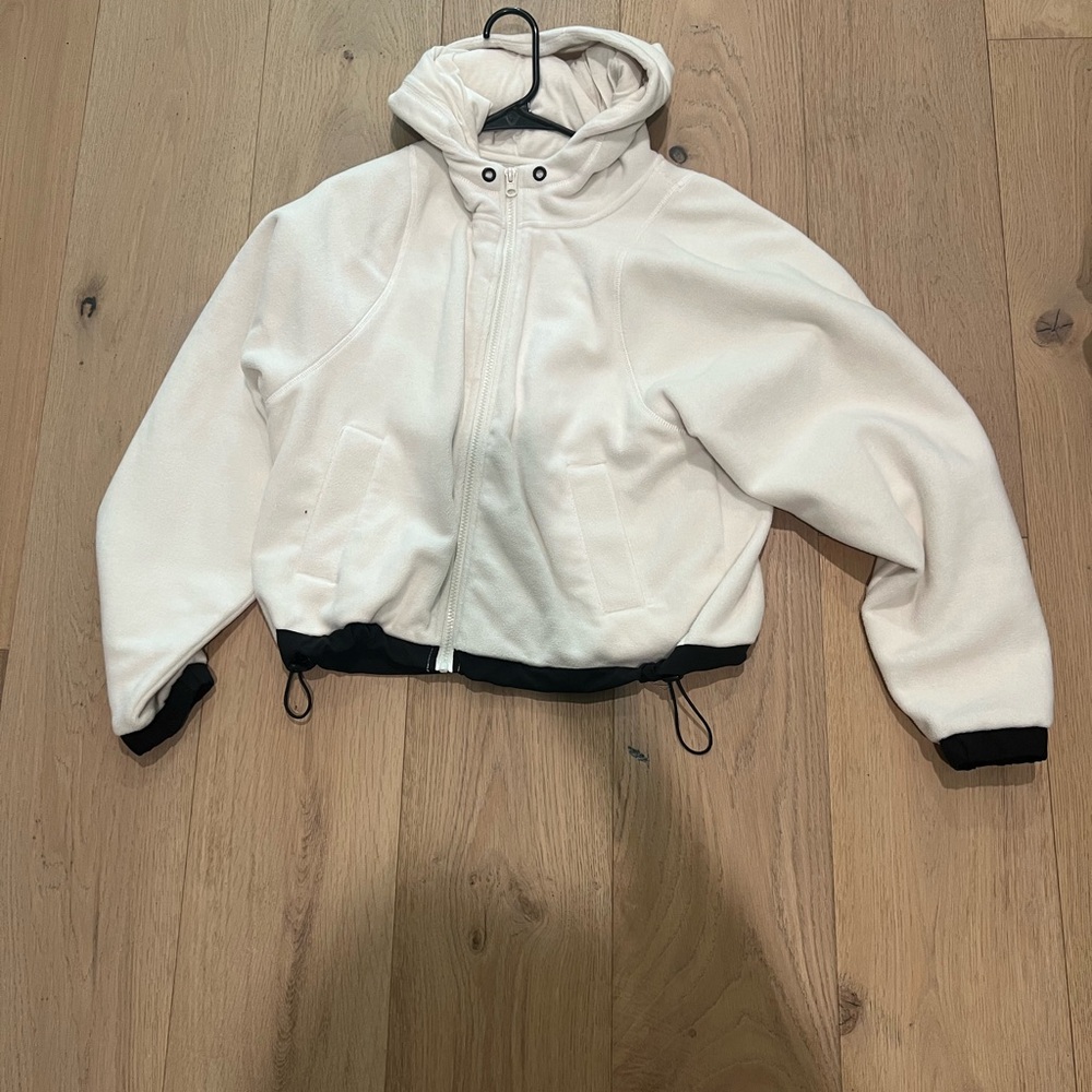 Mono B White and Black Hooded Puffer Jacket